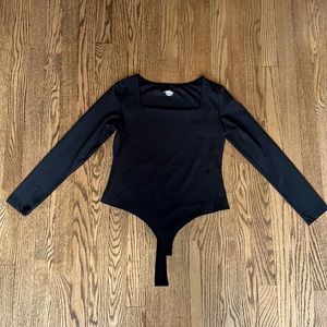 Long sleeve, double lined, square neck body suit